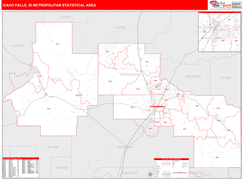 Idaho Falls Metro Area Digital Map Red Line Style